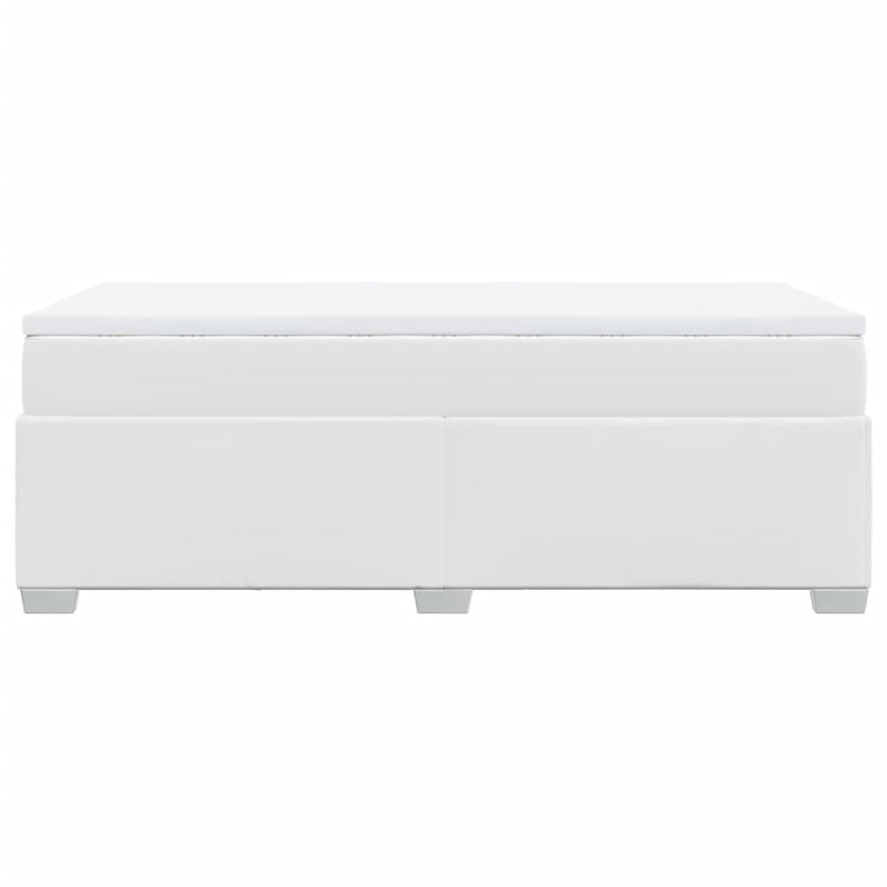 Pat box spring cu saltea, alb, 90x190 cm, piele ecologică