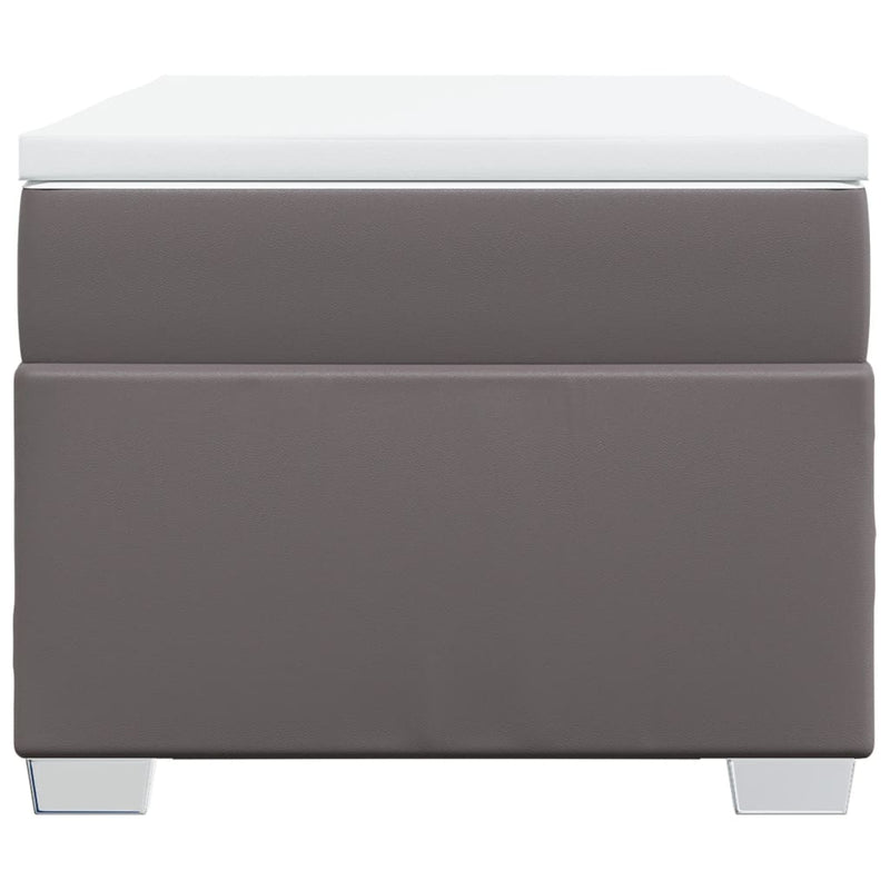 Pat box spring cu saltea, gri, 90x190 cm, piele ecologică