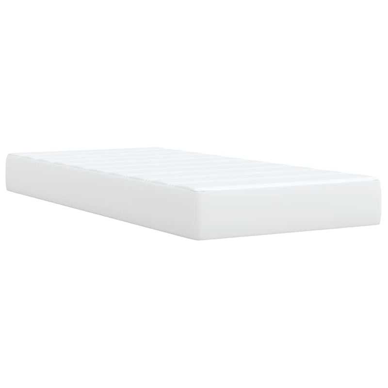 Pat box spring cu saltea, alb, 100x200 cm, piele ecologică
