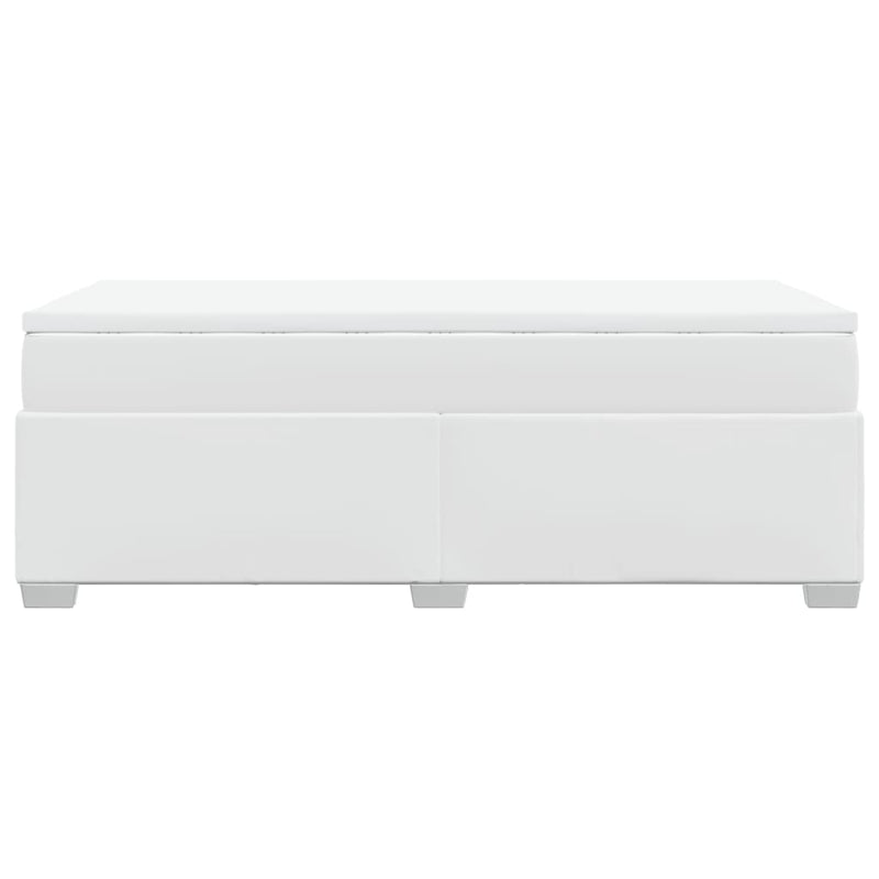 Pat box spring cu saltea, alb, 100x200 cm, piele ecologică