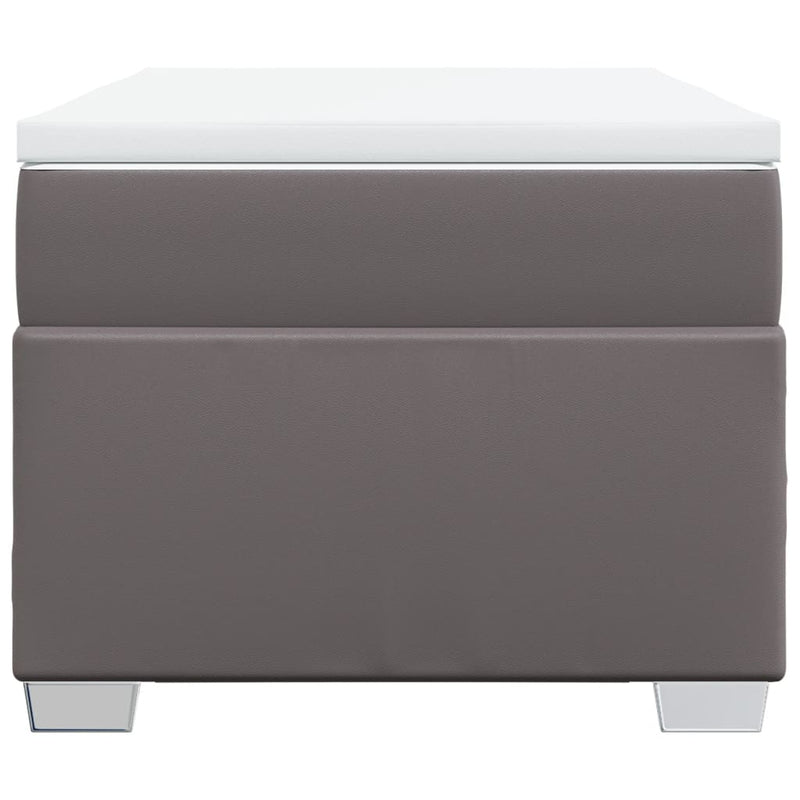 Pat box spring cu saltea, gri, 100x200 cm, piele ecologică