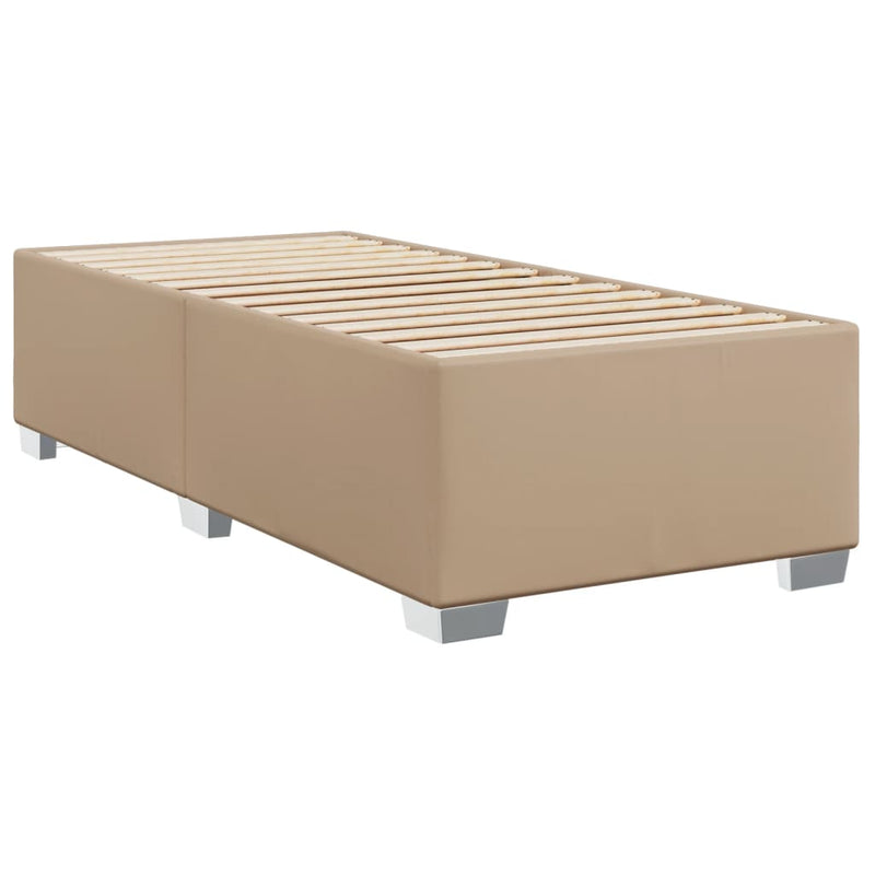 Pat box spring cu saltea, cappuccino, 100x200cm piele ecologică