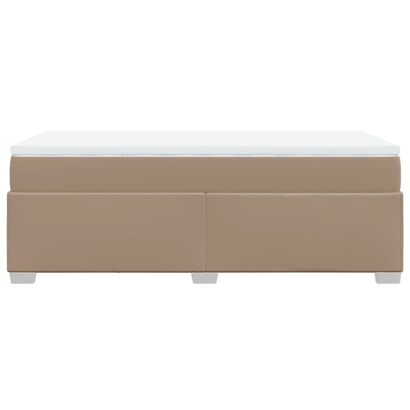 Pat box spring cu saltea, cappuccino, 100x200cm piele ecologică