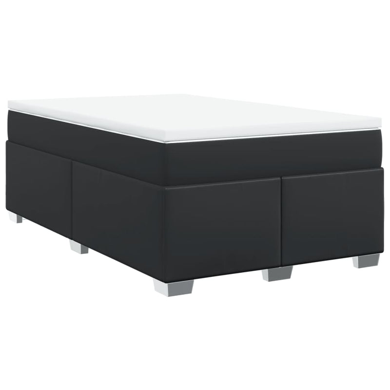 Pat box spring cu saltea, negru, 120x190 cm, piele ecologică
