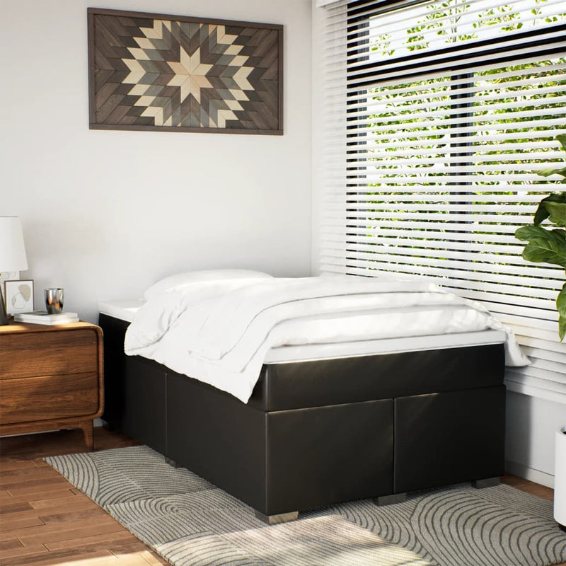 Pat box spring cu saltea, negru, 120x190 cm, piele ecologică