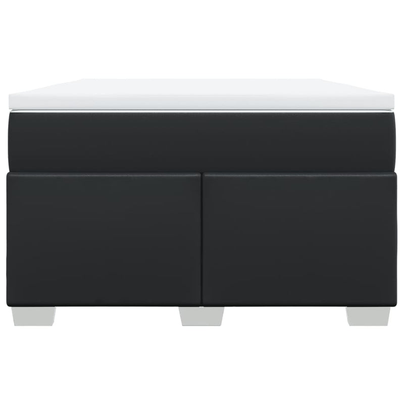 Pat box spring cu saltea, negru, 120x190 cm, piele ecologică