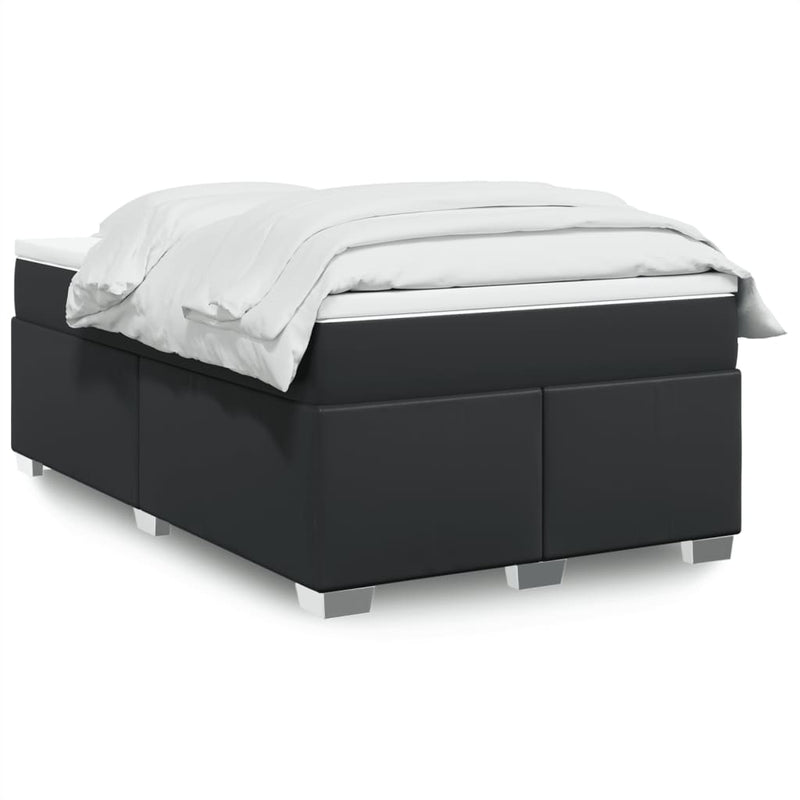 Pat box spring cu saltea, negru, 120x190 cm, piele ecologică
