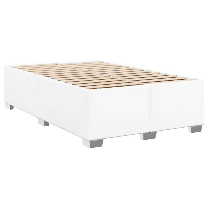 Pat box spring cu saltea, alb, 120x190 cm, piele ecologică