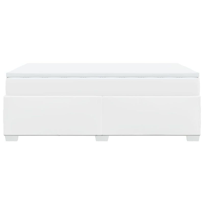Pat box spring cu saltea, alb, 120x190 cm, piele ecologică