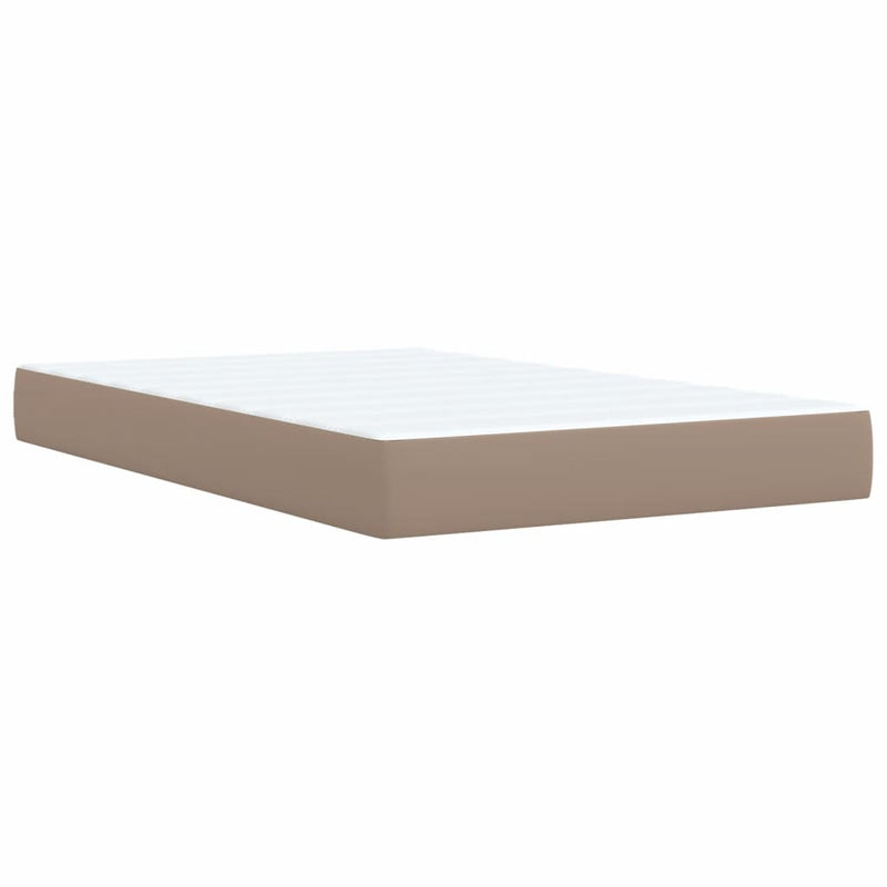 Pat box spring cu saltea, cappuccino, 120x190cm piele ecologică