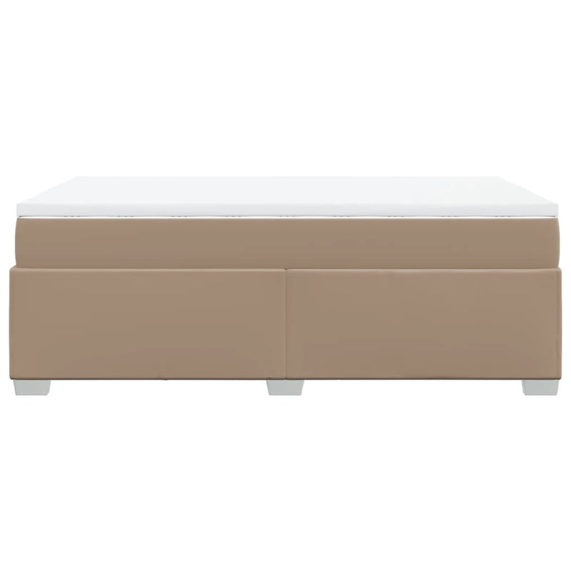 Pat box spring cu saltea, cappuccino, 120x190cm piele ecologică