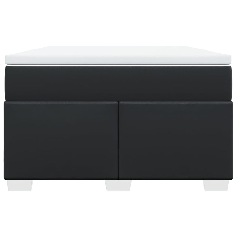 Pat continental cu saltea, negru, 120x200 cm, piele ecologică