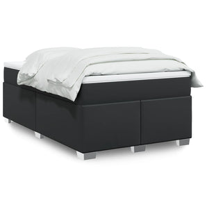 Pat continental cu saltea, negru, 120x200 cm, piele ecologică