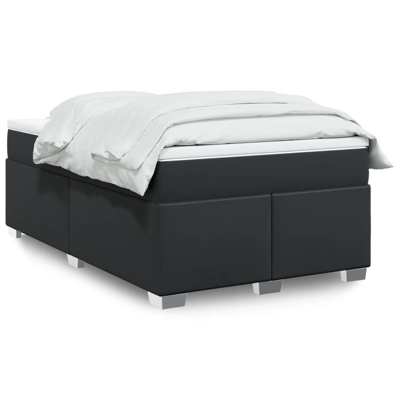 Pat continental cu saltea, negru, 120x200 cm, piele ecologică