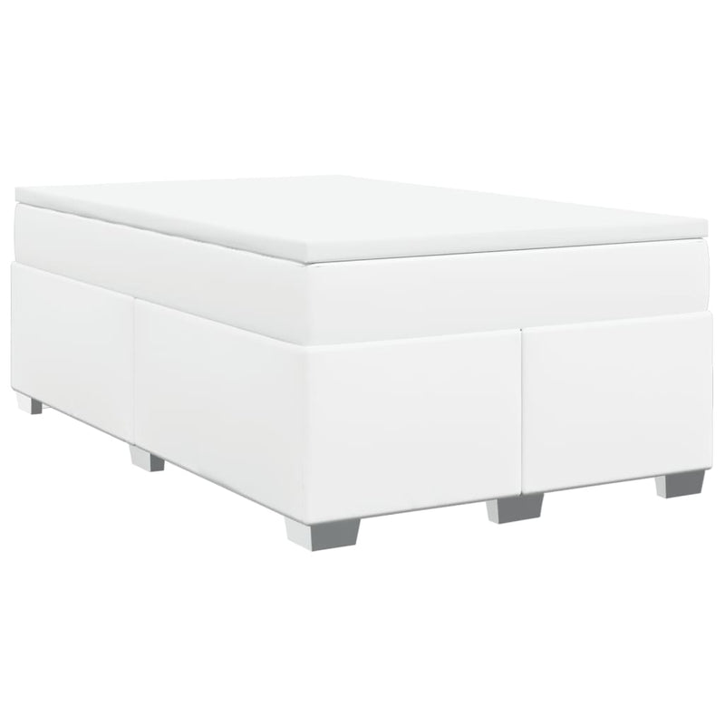 Pat box spring cu saltea, alb, 120x200 cm, piele ecologică
