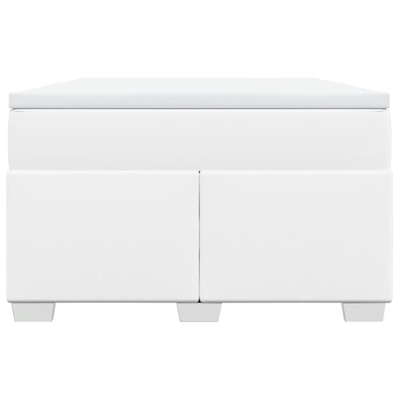 Pat box spring cu saltea, alb, 120x200 cm, piele ecologică