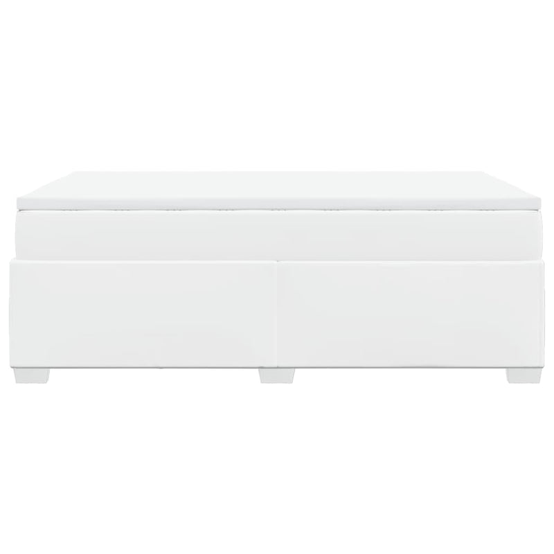Pat box spring cu saltea, alb, 120x200 cm, piele ecologică