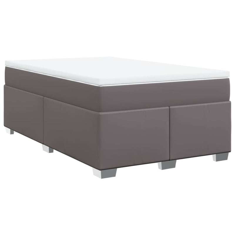 Pat box spring cu saltea, gri, 120x200 cm, piele ecologică