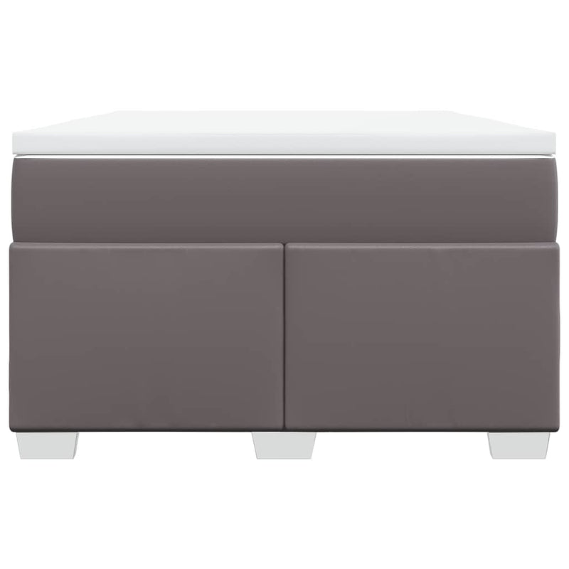 Pat box spring cu saltea, gri, 120x200 cm, piele ecologică