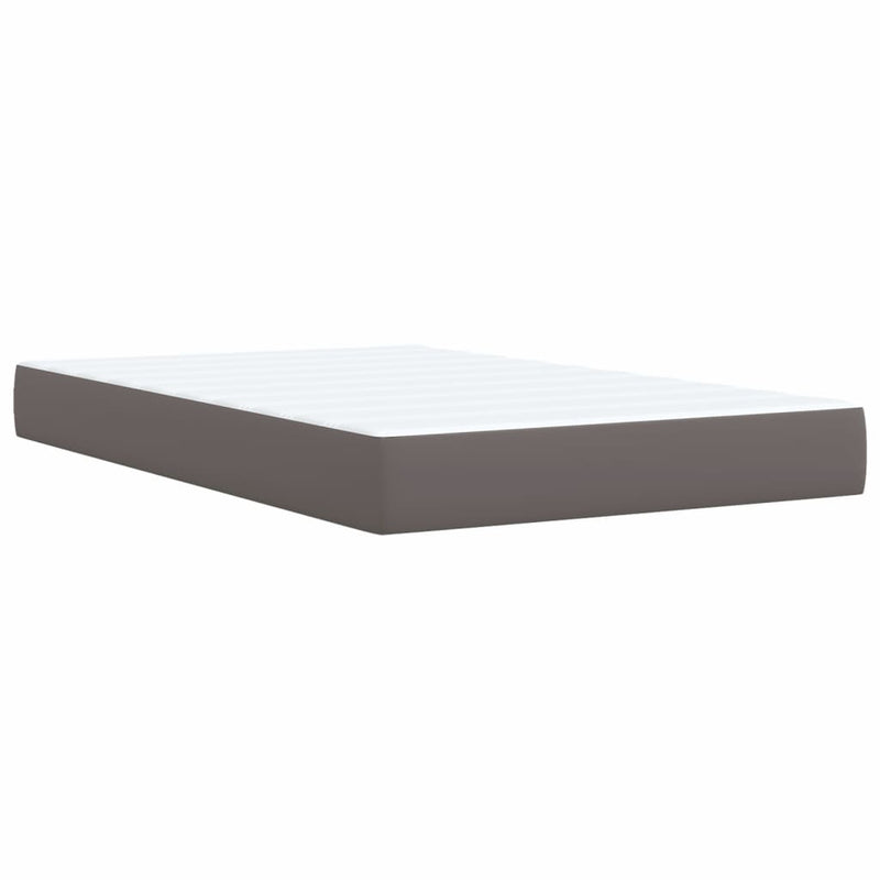 Pat box spring cu saltea, gri, 120x200 cm, piele ecologică