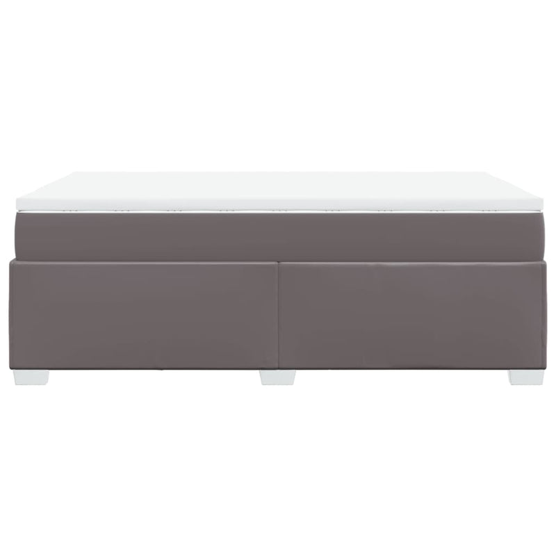 Pat box spring cu saltea, gri, 120x200 cm, piele ecologică