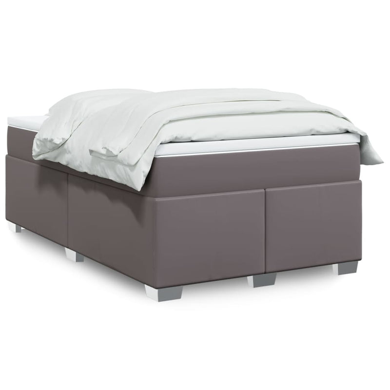 Pat box spring cu saltea, gri, 120x200 cm, piele ecologică