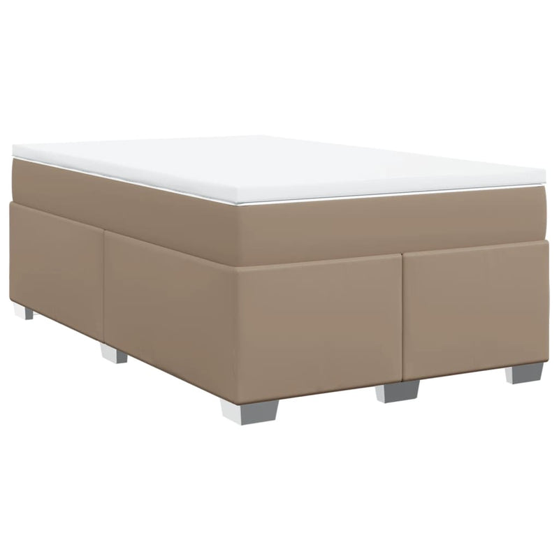 Pat box spring cu saltea, cappuccino, 120x200cm piele ecologică