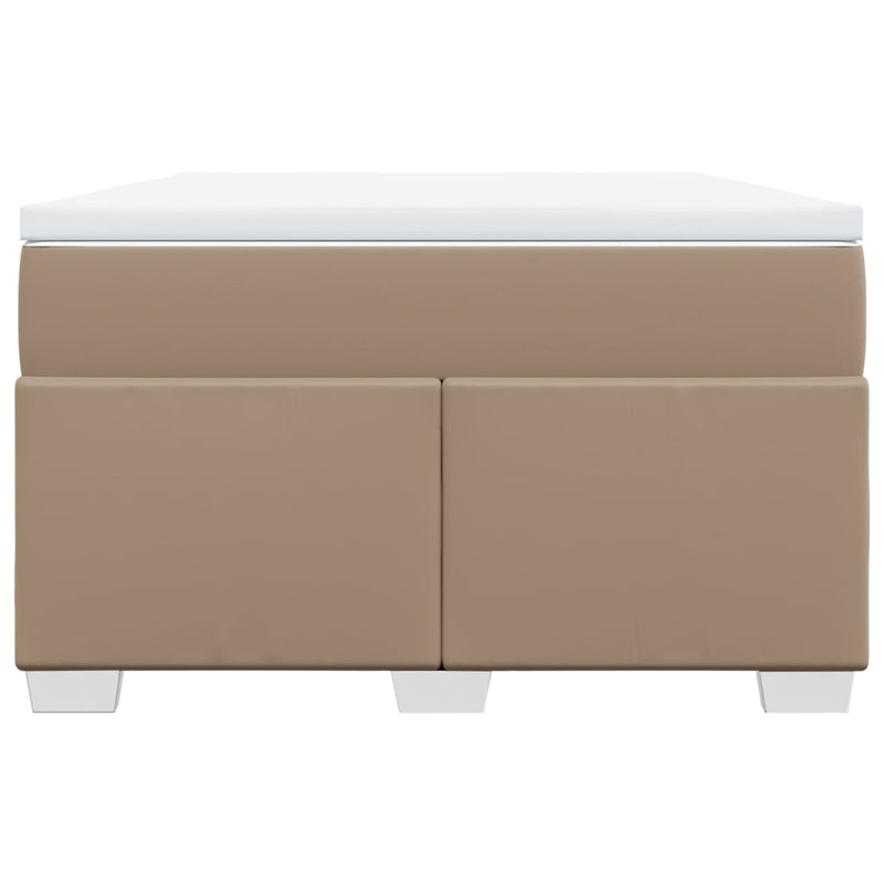 Pat box spring cu saltea, cappuccino, 120x200cm piele ecologică