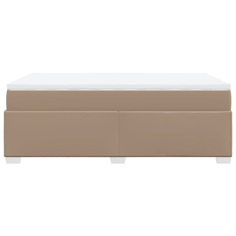 Pat box spring cu saltea, cappuccino, 120x200cm piele ecologică