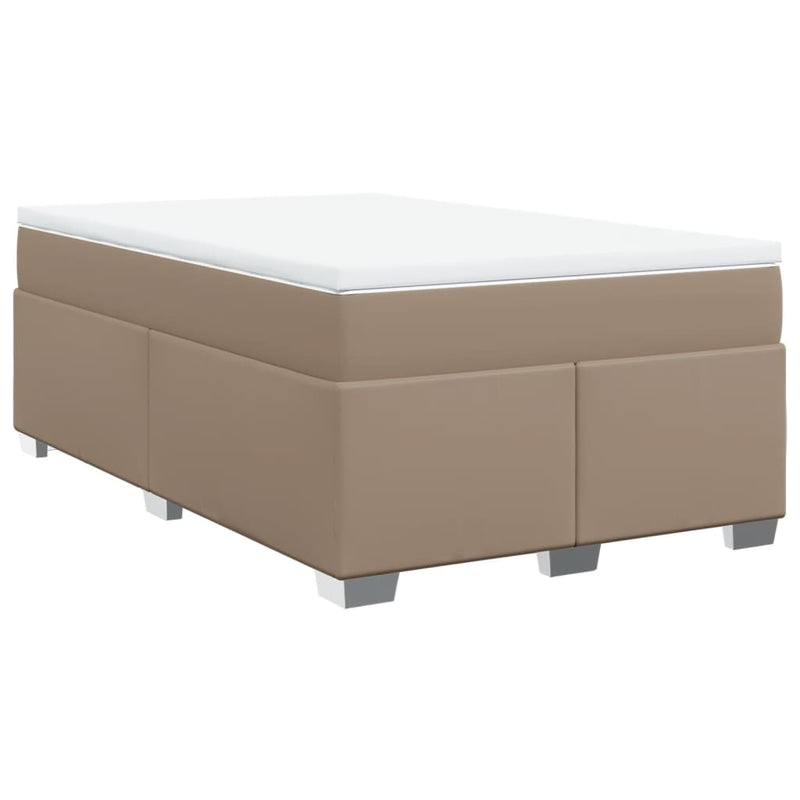 Pat box spring cu saltea, cappuccino, 120x200cm piele ecologică