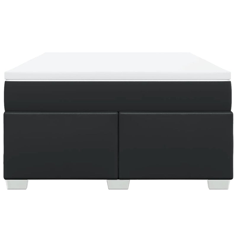 Pat box spring cu saltea, negru, 140x190 cm, piele ecologică