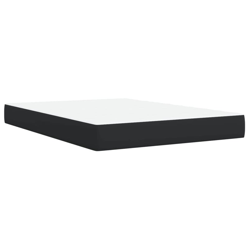 Pat box spring cu saltea, negru, 140x190 cm, piele ecologică