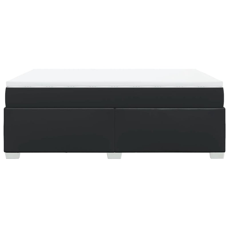 Pat box spring cu saltea, negru, 140x190 cm, piele ecologică