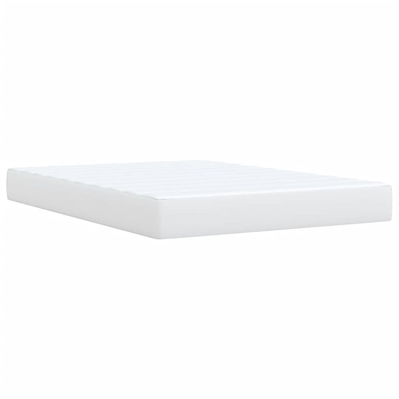 Pat box spring cu saltea, alb, 140x190 cm, piele ecologică