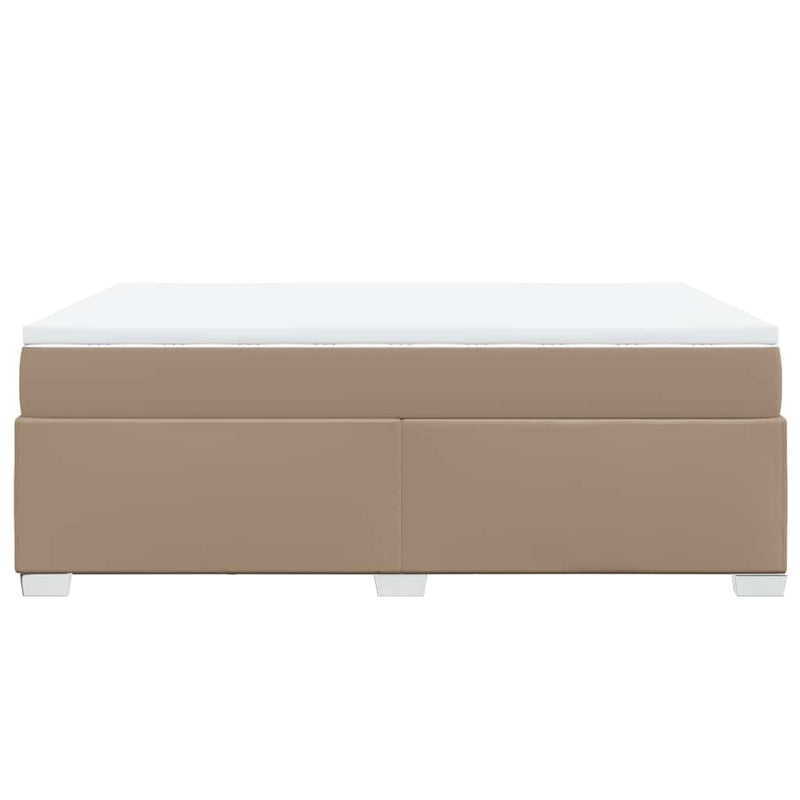 Pat box spring cu saltea, cappuccino, 140x190cm piele ecologică