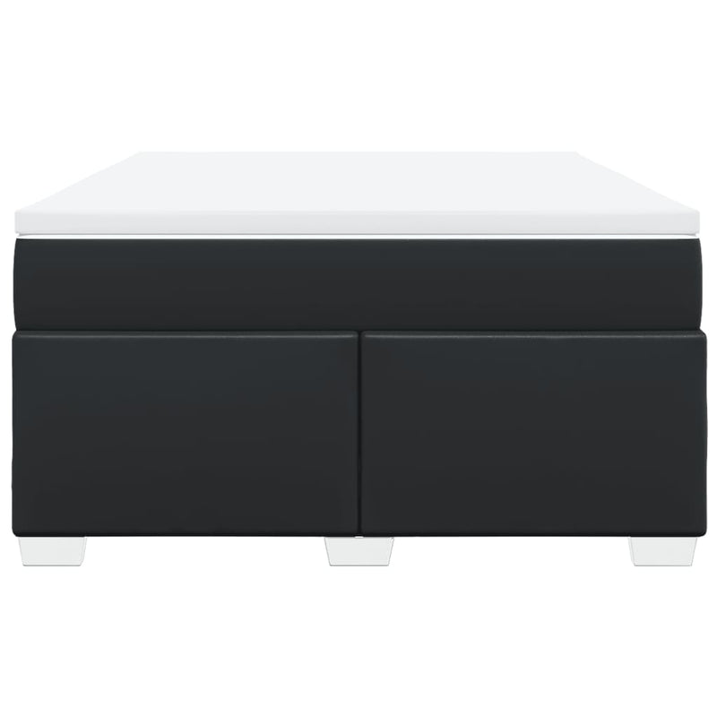 Pat box spring cu saltea, negru, 140x200 cm, piele ecologică