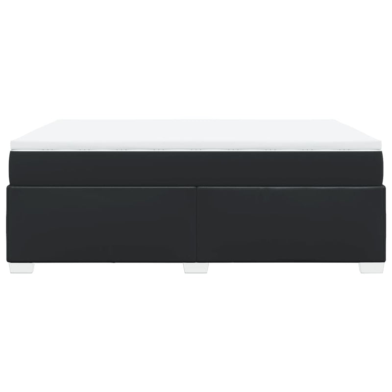 Pat box spring cu saltea, negru, 140x200 cm, piele ecologică