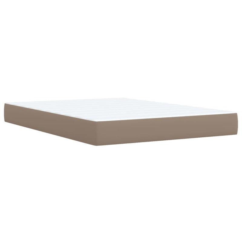 Pat box spring cu saltea, cappuccino, 140x200cm piele ecologică