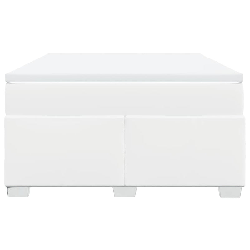 Pat box spring cu saltea, alb, 160x200 cm, piele ecologică