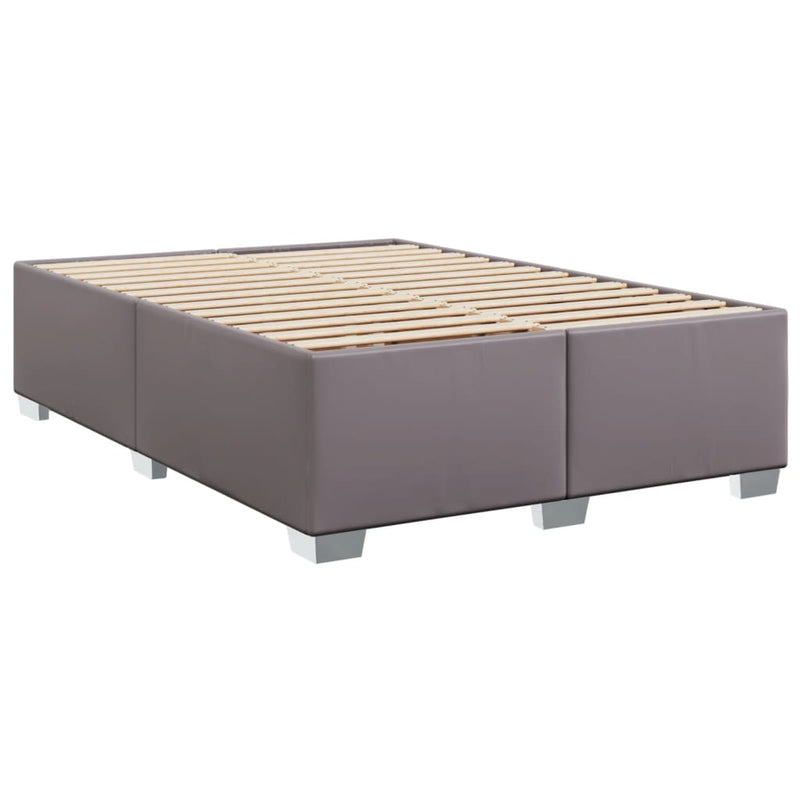 Pat box spring cu saltea, gri, 160x200 cm, piele ecologică