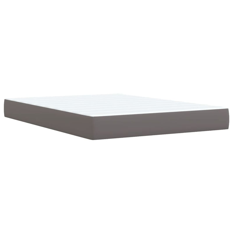 Pat box spring cu saltea, gri, 160x200 cm, piele ecologică