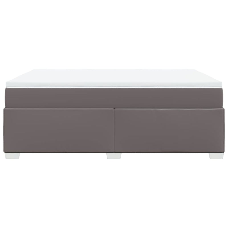 Pat box spring cu saltea, gri, 160x200 cm, piele ecologică