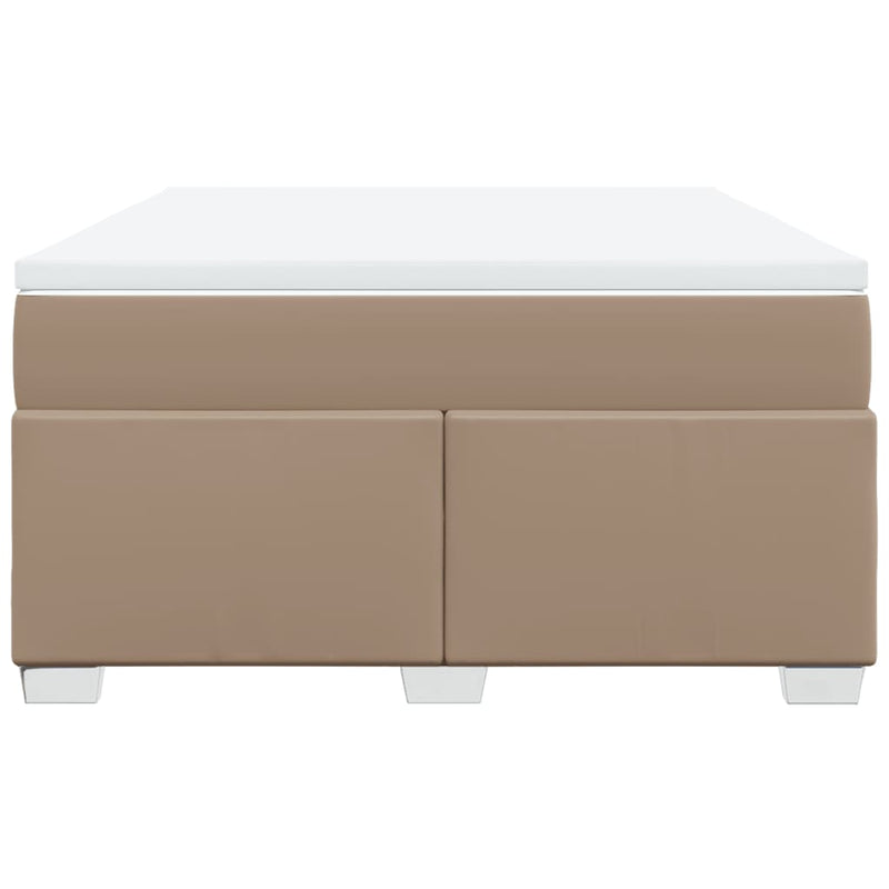 Pat box spring cu saltea, cappuccino, 160x200cm piele ecologică