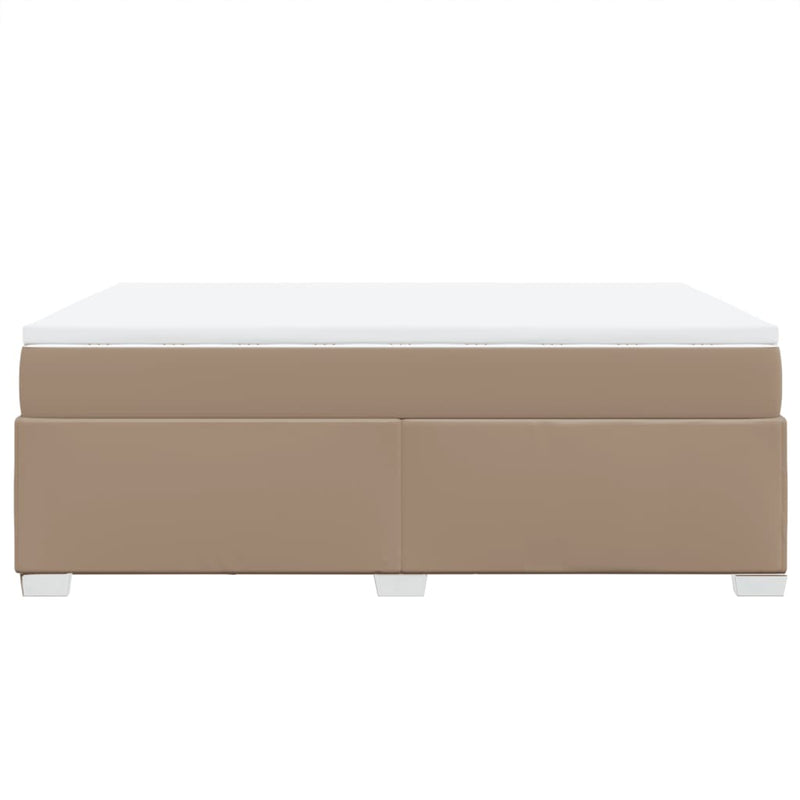 Pat box spring cu saltea, cappuccino, 160x200cm piele ecologică