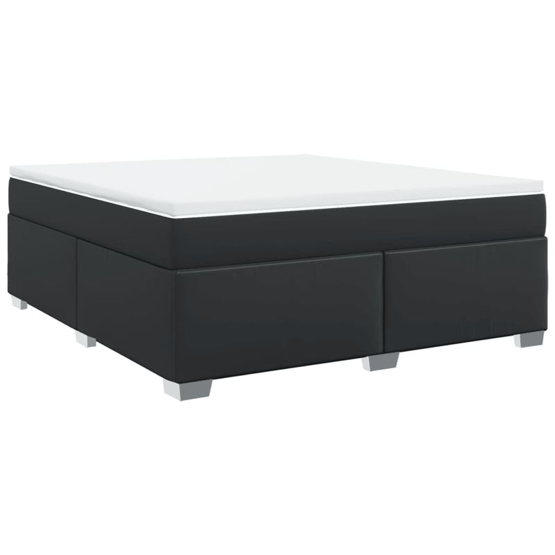 Pat box spring cu saltea, negru, 180x200 cm, piele ecologică