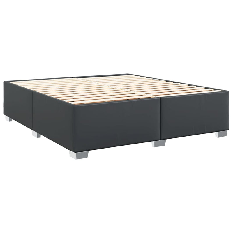 Pat box spring cu saltea, negru, 180x200 cm, piele ecologică