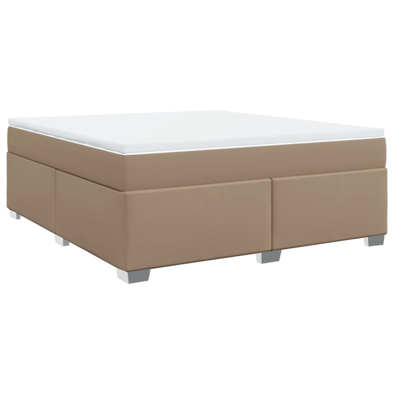 Pat box spring cu saltea, cappuccino, 180x200cm piele ecologică