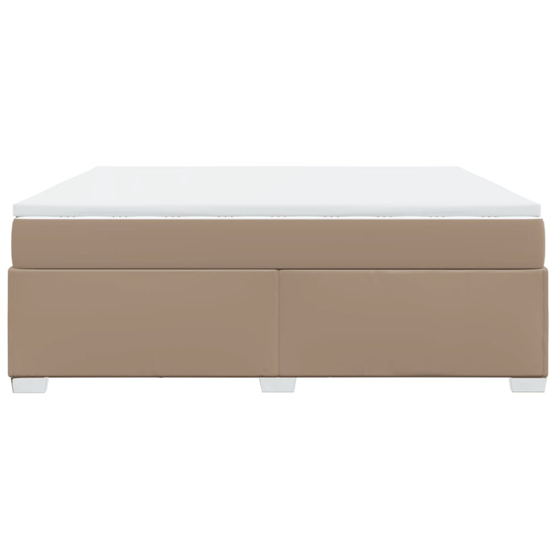 Pat box spring cu saltea, cappuccino, 180x200cm piele ecologică