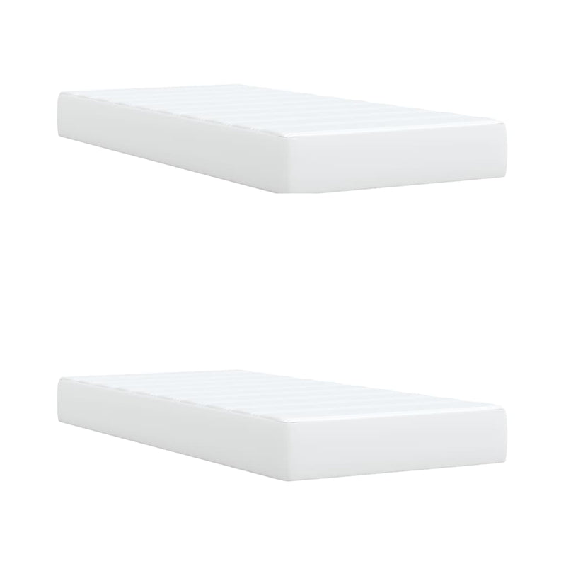 Pat box spring cu saltea, alb, 200x200 cm, piele ecologică