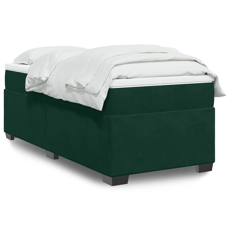 Pat continental cu saltea, verde închis, 80x200 cm, catifea